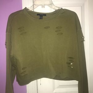 Green Ripped Crewneck
